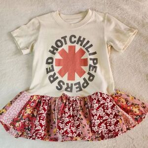 Red Hot Chili Peppers Gratification Tshirt Upcycle into a Dress Size 3t
